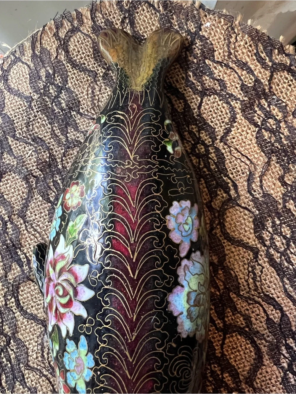 Gorgeous Vintage Cloisonne Seal Fish Figurine Hard to Find